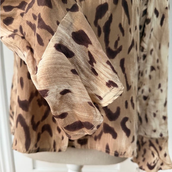 Sash 100% silk leopard print button down shirt - size 12 - vintage - Picture 3 of 7